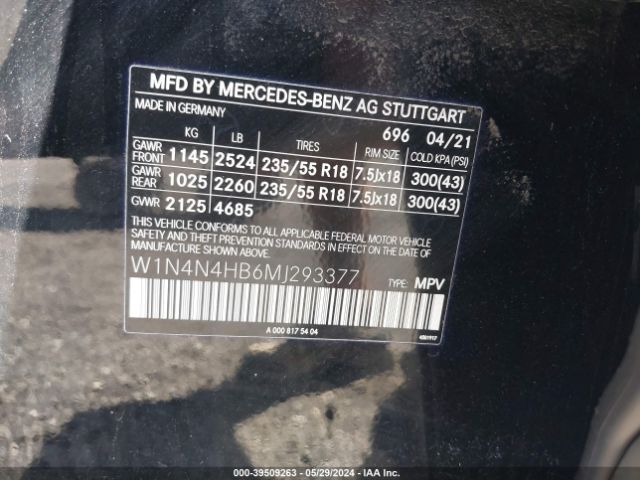 W1N4N4HB6MJ293377 Mercedes-Benz Gla 250 4matic