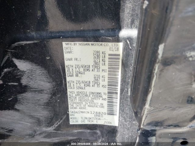 5N1AZ2MHXJN128820 Nissan MURANO SV