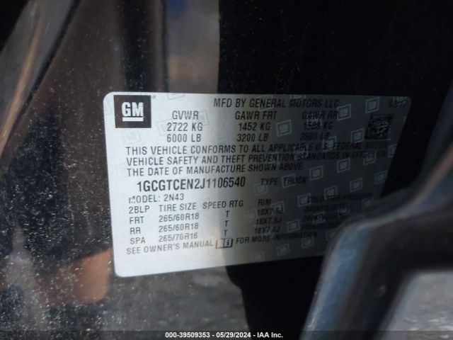1GCGTCEN2J1106540 Chevrolet Colorado Lt