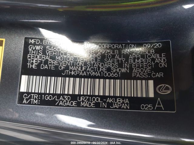 JTHKPAAY9MA100661 Lexus LC 500