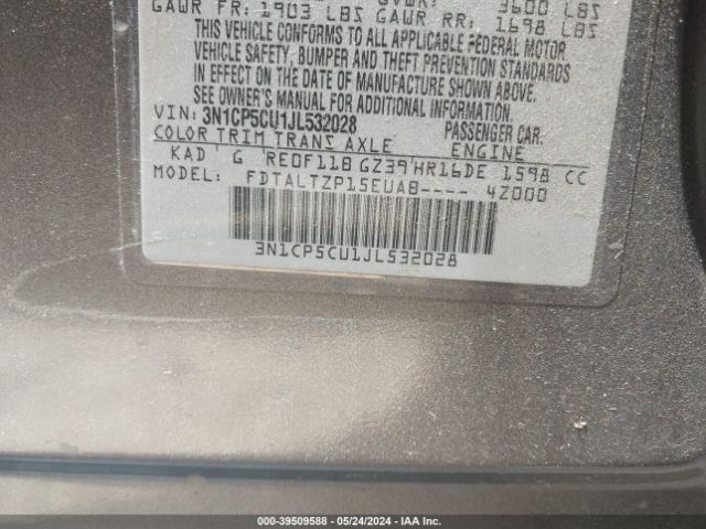 3N1CP5CU1JL532028 Nissan KICKS SR