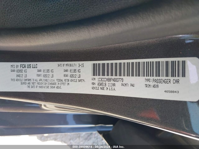 1C3CCCAB8FN683779 Chrysler 200 Limited