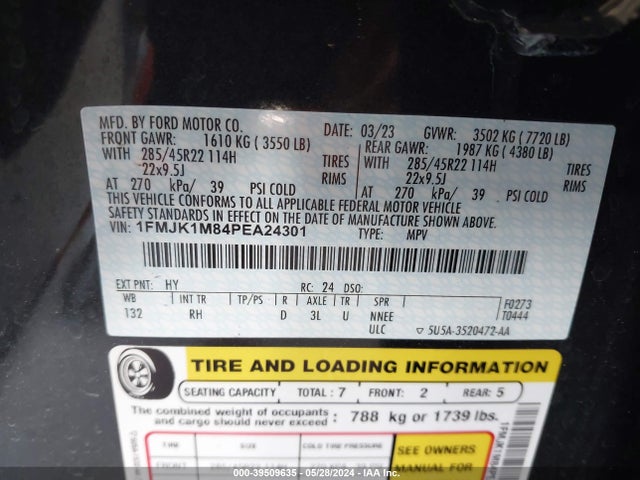 Ford Expedition Platinum Max 2023 1FMJK1M84PEA24301 Image 9