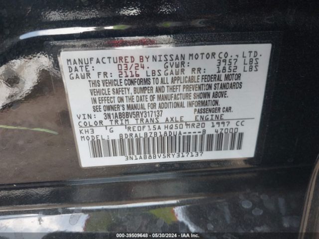 3N1AB8BV5RY317137 Nissan Sentra S Xtronic Cvt