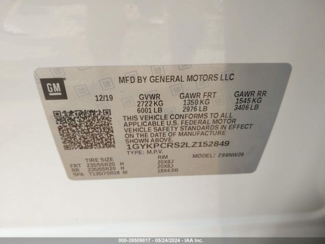 1GYKPCRS2LZ152849 Cadillac Xt6 Fwd Premium Luxury
