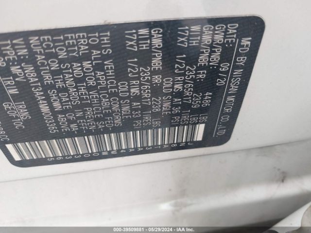 JN8AT3AA4MW003365 Nissan Rogue S Fwd