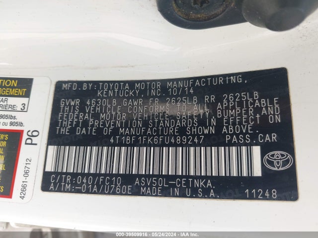 Toyota CAMRY LE 2015 4T1BF1FK6FU489247 Image 9