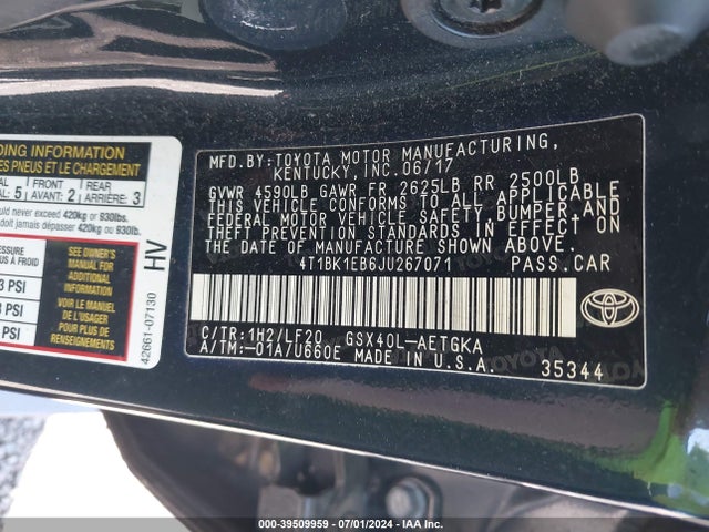 Toyota Avalon 2018 4T1BK1EB6JU267071 Image 9