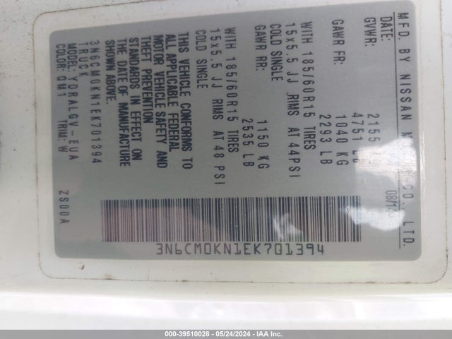 Nissan NV200 SV 2014 3N6CM0KN1EK701394 Image 9