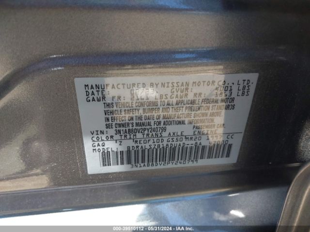 3N1AB8DV2PY240799 Nissan Sentra Sr Xtronic Cvt
