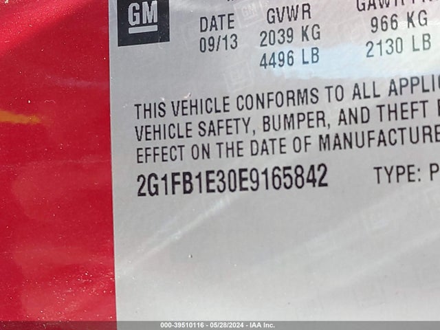 Chevrolet Camaro 1lt 2014 2G1FB1E30E9165842 Image 9