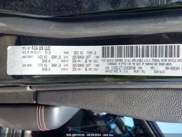 1C4SDJCT1HC639748 Dodge Durango R/t Awd