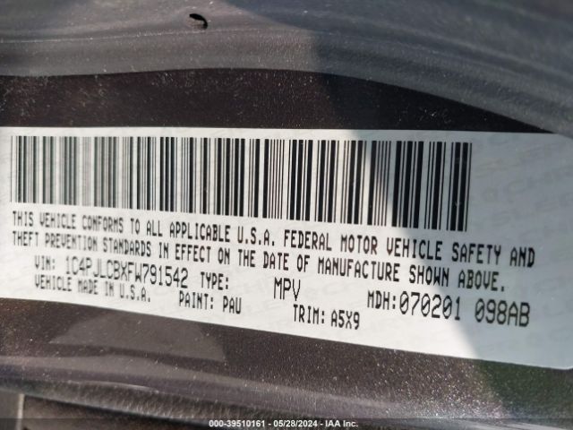 1C4PJLCBXFW791542 Jeep Cherokee Latitude