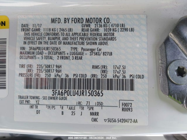 Ford Fusion Hybrid Se 2018 3FA6P0LU4JR150365 Image 9