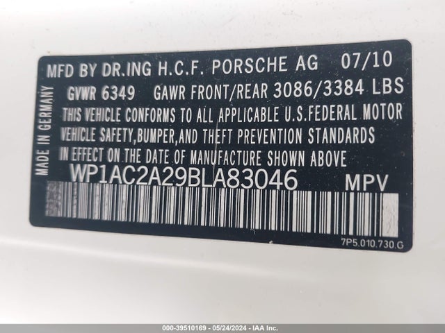 2011 PORSCHE CAYENNE WP1AC2A29BLA83046 Photo 8