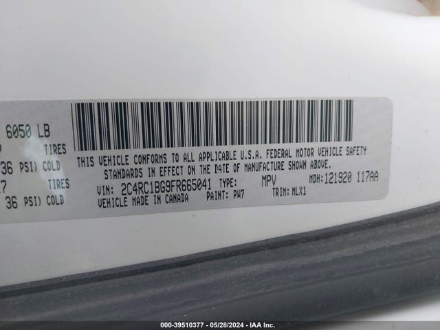 2C4RC1BG9FR665041 Chrysler Town & Country Touring