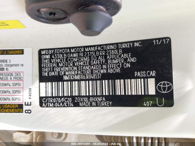 NMTKHMBX6JR048537 Toyota C-hr Xle Premium