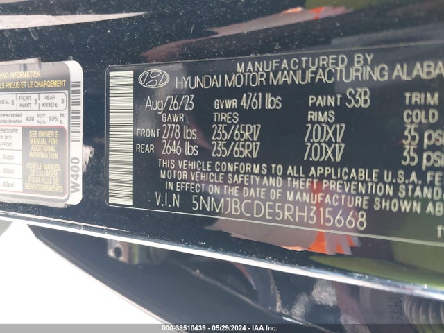 Hyundai TUCSON SEL 2024 5NMJBCDE5RH315668 Image 9