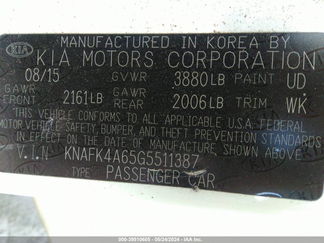 KIA FORTE LX 2016 KNAFK4A65G5511387 Image 9