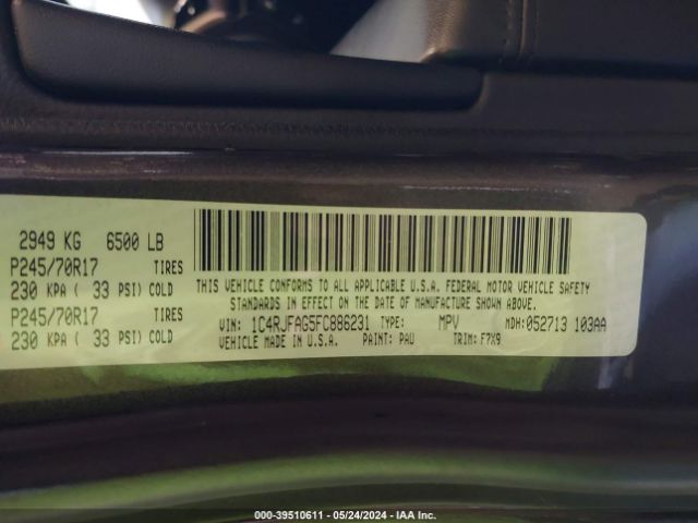 1C4RJFAG5FC886231 Jeep Grand Cherokee Laredo