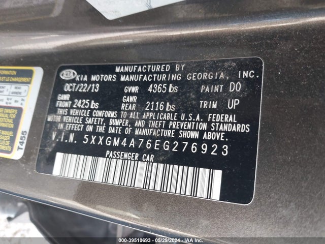 KIA Optima Lx 2014 5XXGM4A76EG276923 Image 9