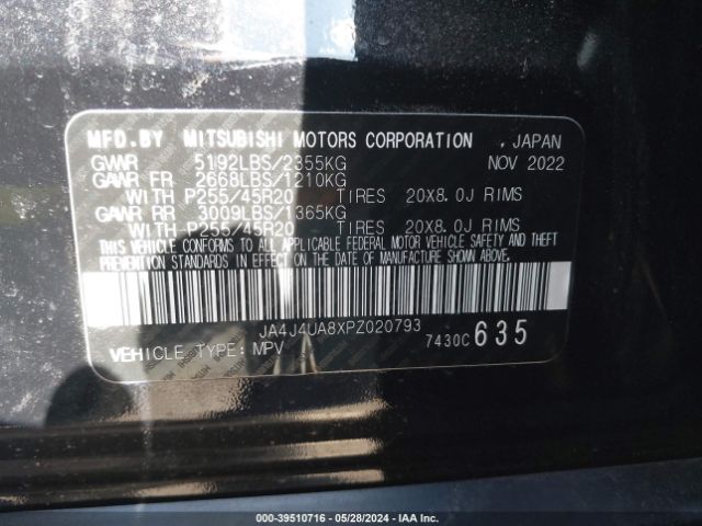 JA4J4UA8XPZ020793 Mitsubishi Outlander Ralliart S-awc/se 2.5 S-awc/se Black Edition S-awc/se Special Editiont S-awc
