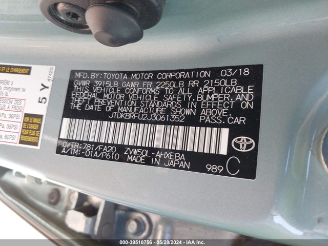 Toyota Prius Two 2018 JTDKBRFU2J3061352 Image 9