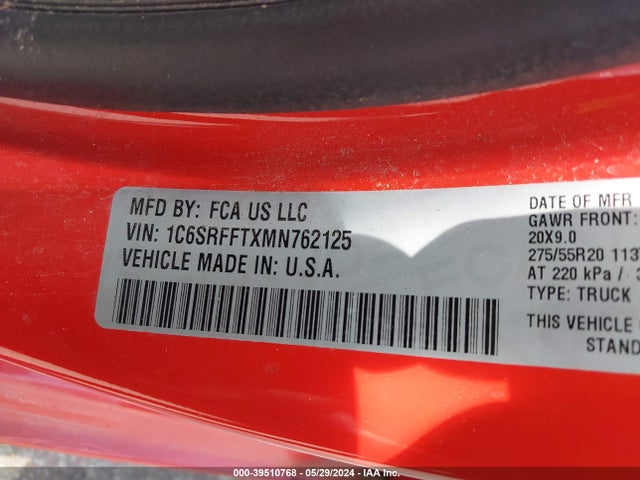 RAM 1500 Lone Star  4x4 5'7 Box 2021 1C6SRFFTXMN762125 Image 9