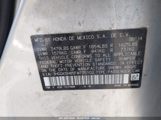 3HGGK5H85FM725102 Honda Fit Ex/ex-l