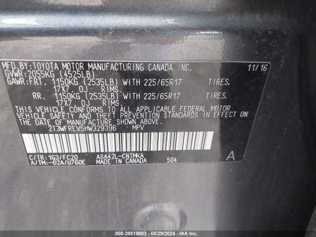 Toyota Rav4 Xle 2017 2T3WFREV5HW329396 Image 9