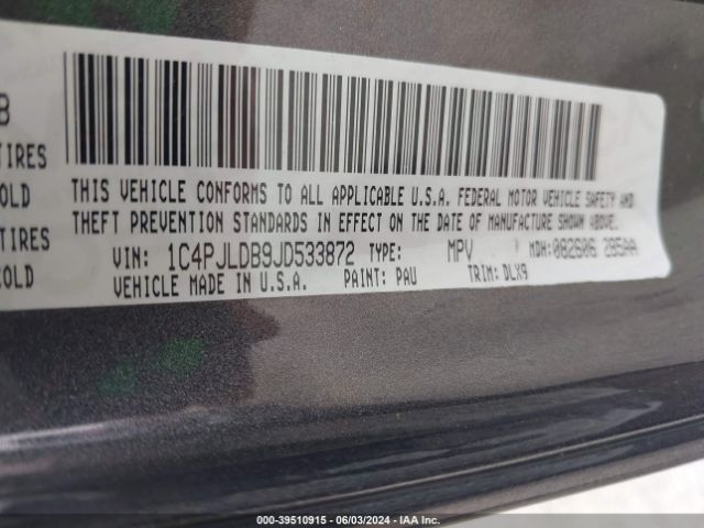 1C4PJLDB9JD533872 Jeep Cherokee Limited Fwd