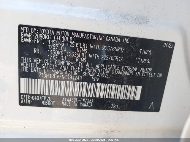 Toyota RAV4 LE 2022 2T3H1RFV7NC191248 Image 9