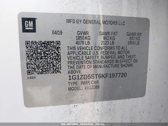 Chevrolet MALIBU LT 2019 1G1ZD5ST6KF197720 Image 9