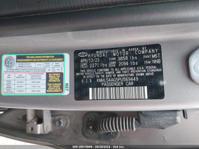 KMHLS4AG5PU569449 Hyundai ELANTRA SEL
