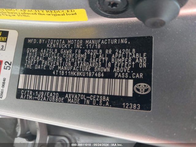 Toyota CAMRY SE 2019 4T1B11HK8KU187464 Image 9