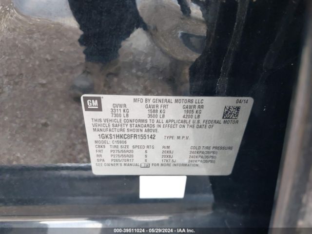 1GKS1HKC8FR155142 GMC Yukon Xl 1500 Slt