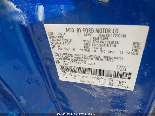 Ford F-150 Xlt 2014 1FTFX1ET5EFB13901 Image 9