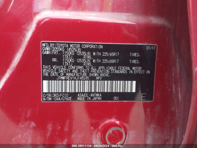 Toyota Rav4 Xle 2017 JTMWFREV1HJ148245 Image 9