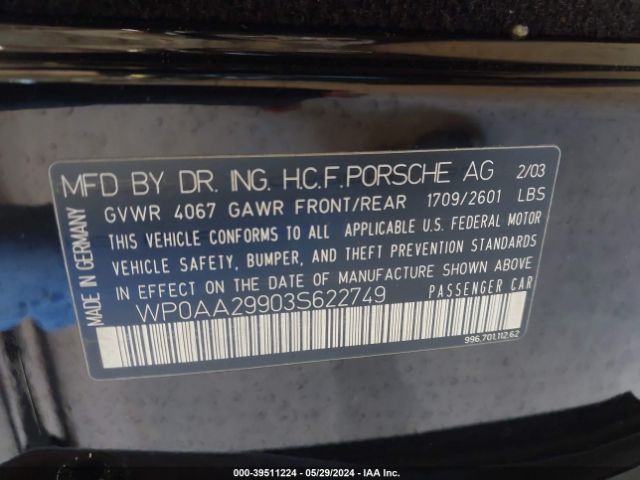 2003 PORSCHE 911 WP0AA29903S622749 Photo 8