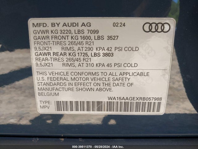 Audi Q8 E-tron Premium Plus Quattro 2024 WA15AAGEXRB057988 Image 9