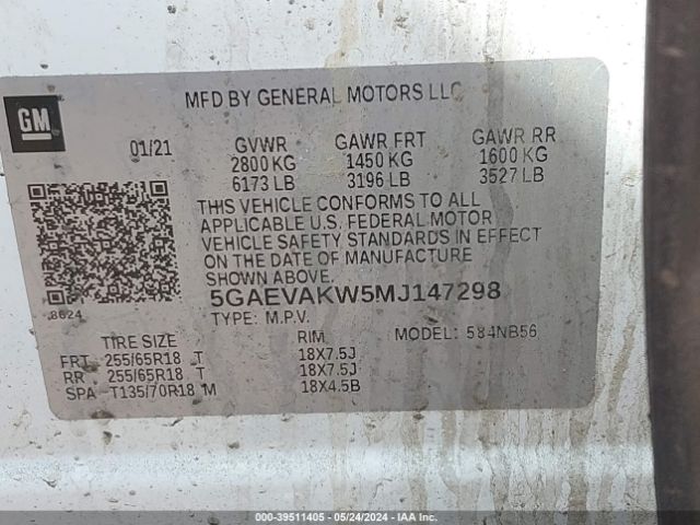5GAEVAKW5MJ147298 Buick Enclave Awd Essence