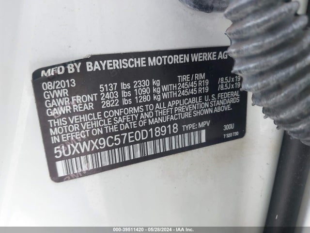 BMW X3 Xdrive28i 2014 5UXWX9C57E0D18918 Image 9