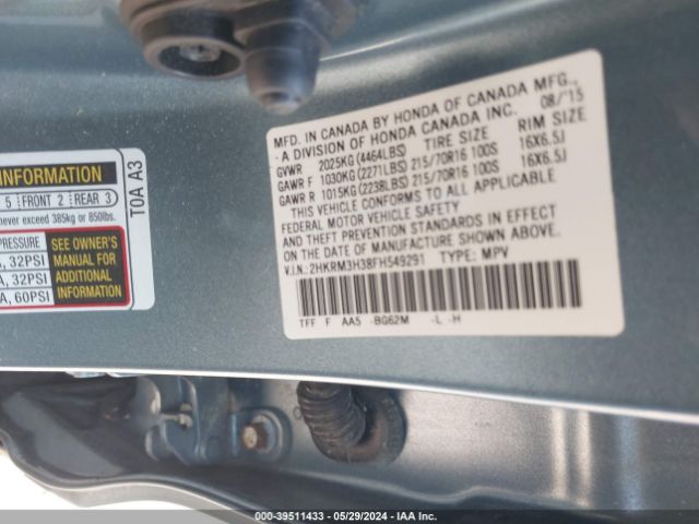 2HKRM3H38FH549291 Honda CR-V LX