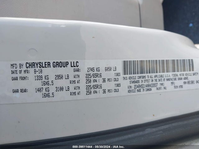 Aukcja sprzedaży 2010 Dodge Grand Caravan Sxt, vin: 2D4RN5D14AR433937, numer aukcji: 39511444