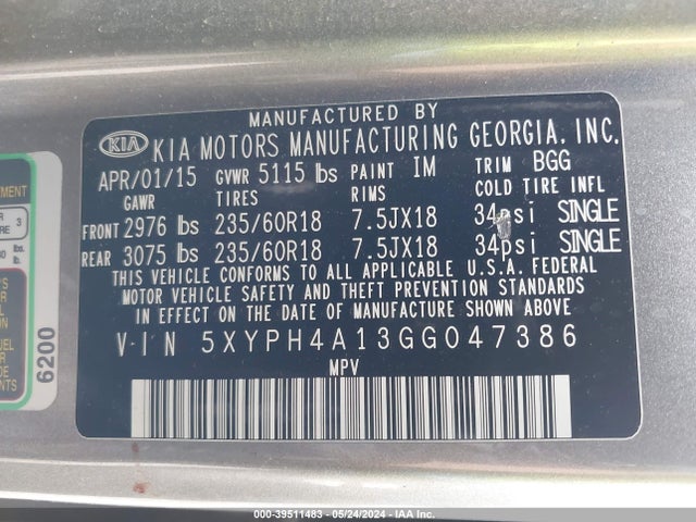 KIA Sorento 2.0t Ex 2016 5XYPH4A13GG047386 Image 9