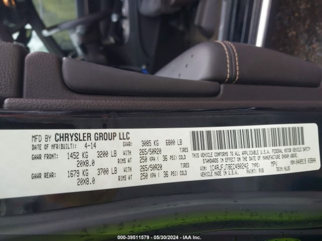 1C4RJFJT8EC490242 Jeep Grand Cherokee Summit