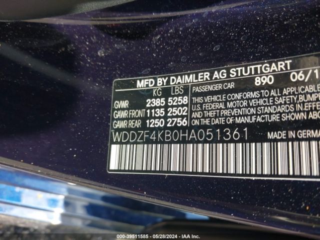 WDDZF4KB0HA051361 Mercedes-Benz E 300 4matic