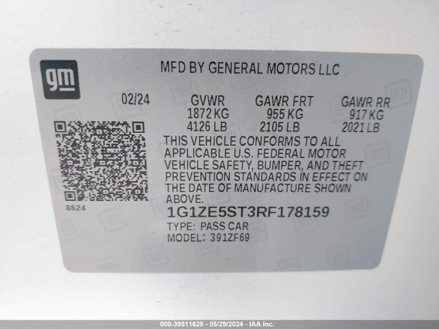 Chevrolet MALIBU LT 2024 1G1ZE5ST3RF178159 Image 9