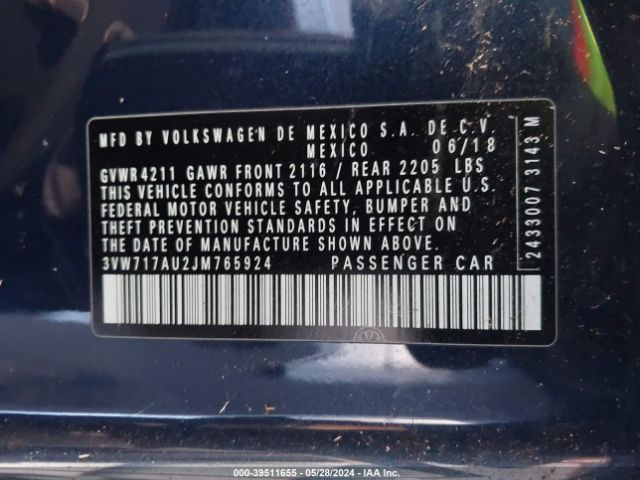 3VW717AU2JM765924 Volkswagen Golf Sportwagen Tsi S