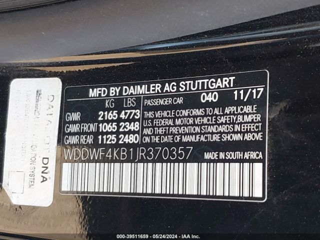 WDDWF4KB1JR370357 Mercedes-Benz C 300 4matic